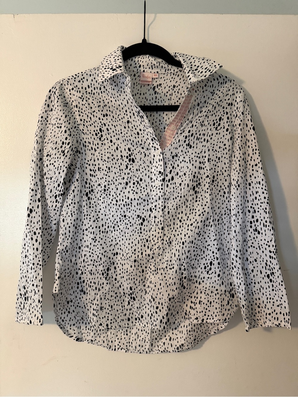 Persifor Speckled Button-Up Popover Blouse, Size XS